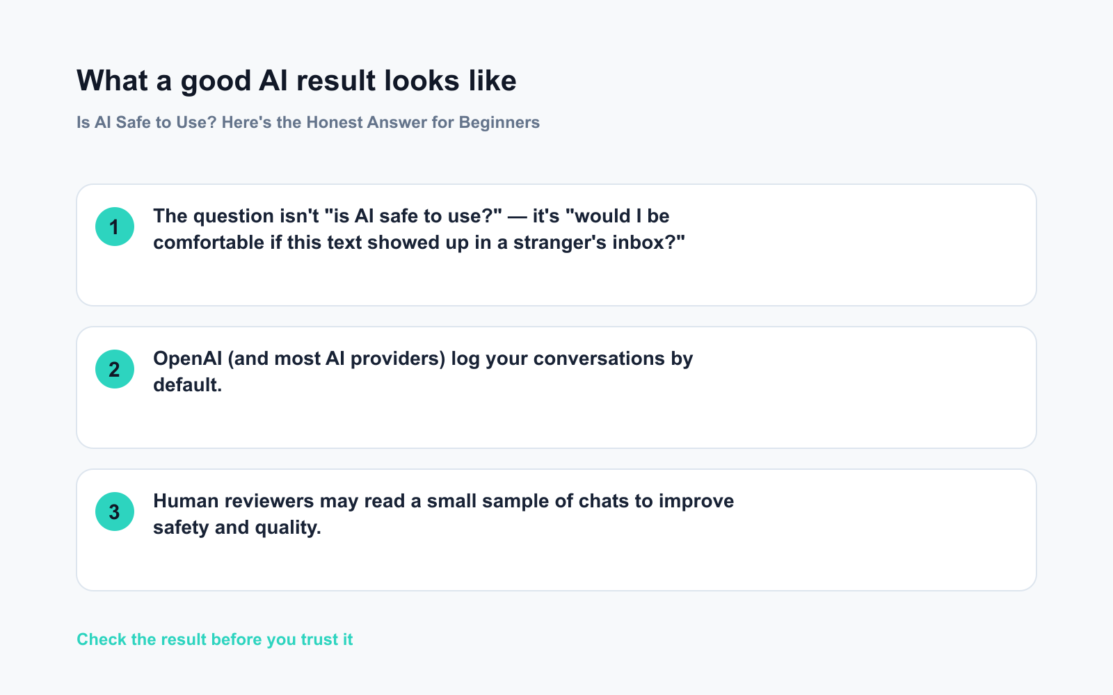Is AI Safe to Use? Here's the Honest Answer for Beginners - Expected AI result visual
