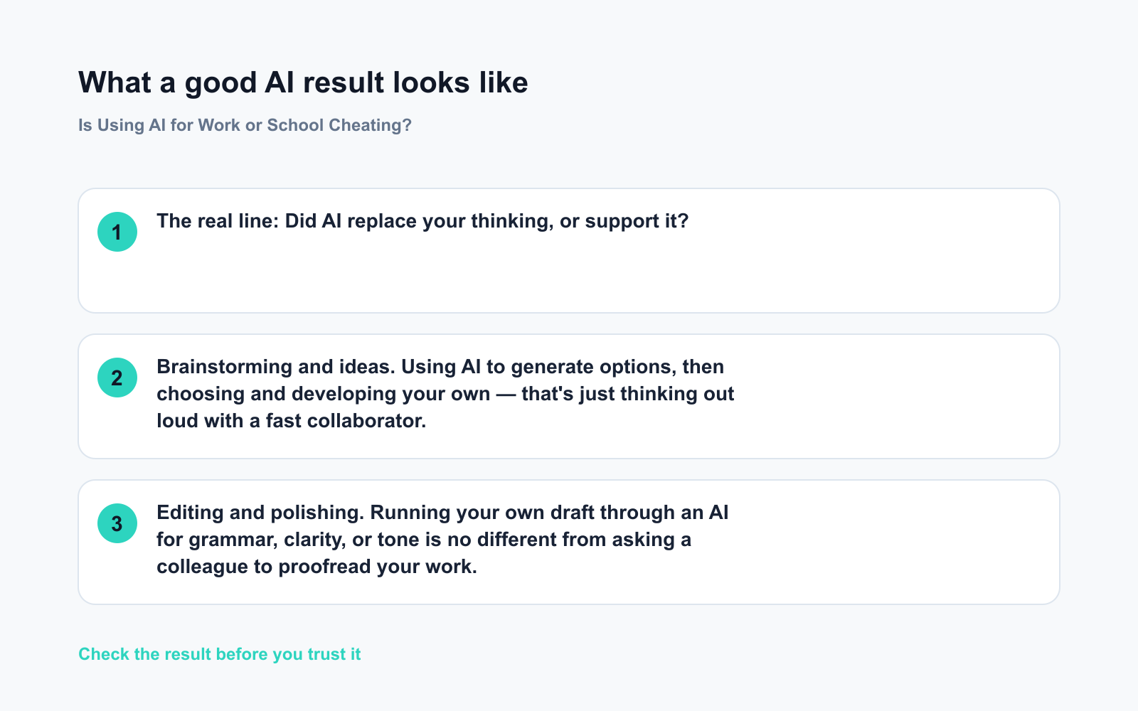 Is Using AI for Work or School Cheating? - Expected AI result visual