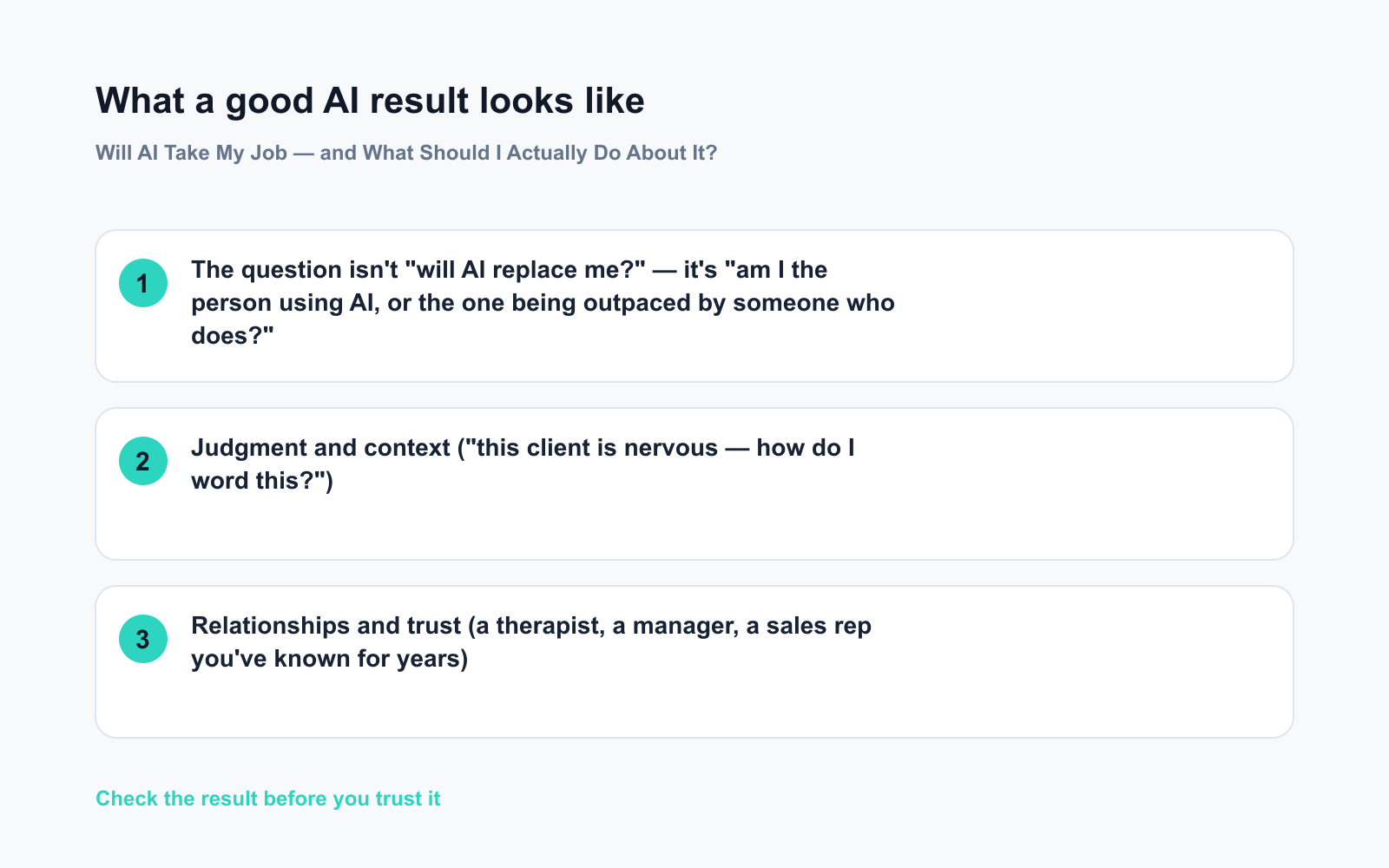 Will AI Take My Job — and What Should I Actually Do About It? - Expected AI result visual