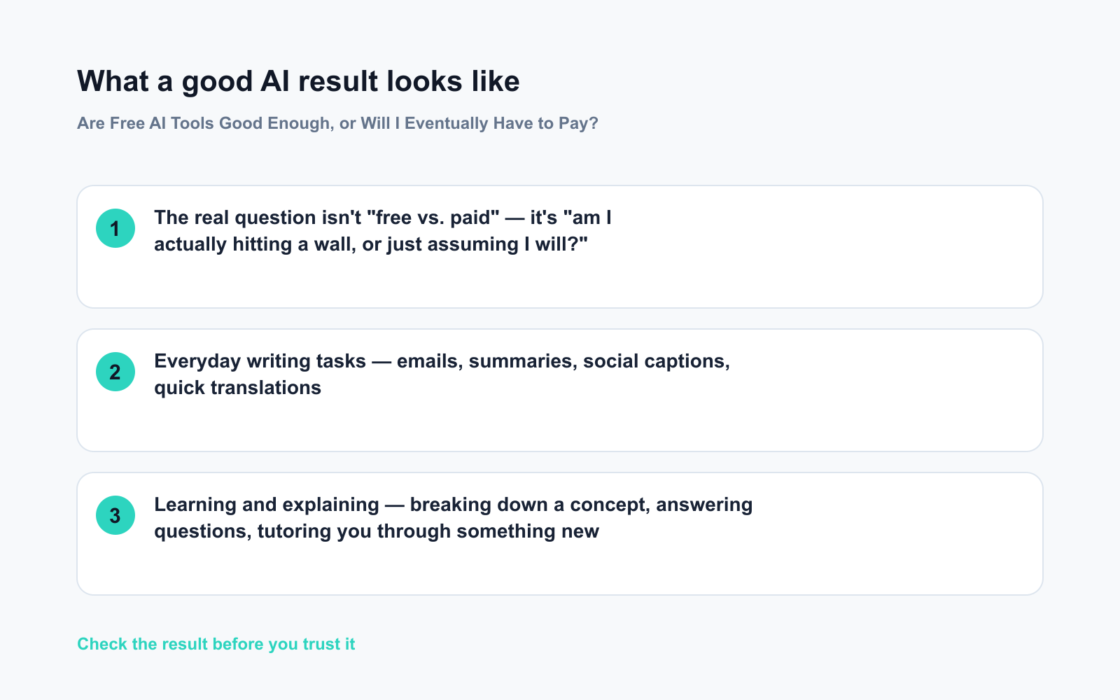 Are Free AI Tools Good Enough, or Will I Eventually Have to Pay? - Expected AI result visual