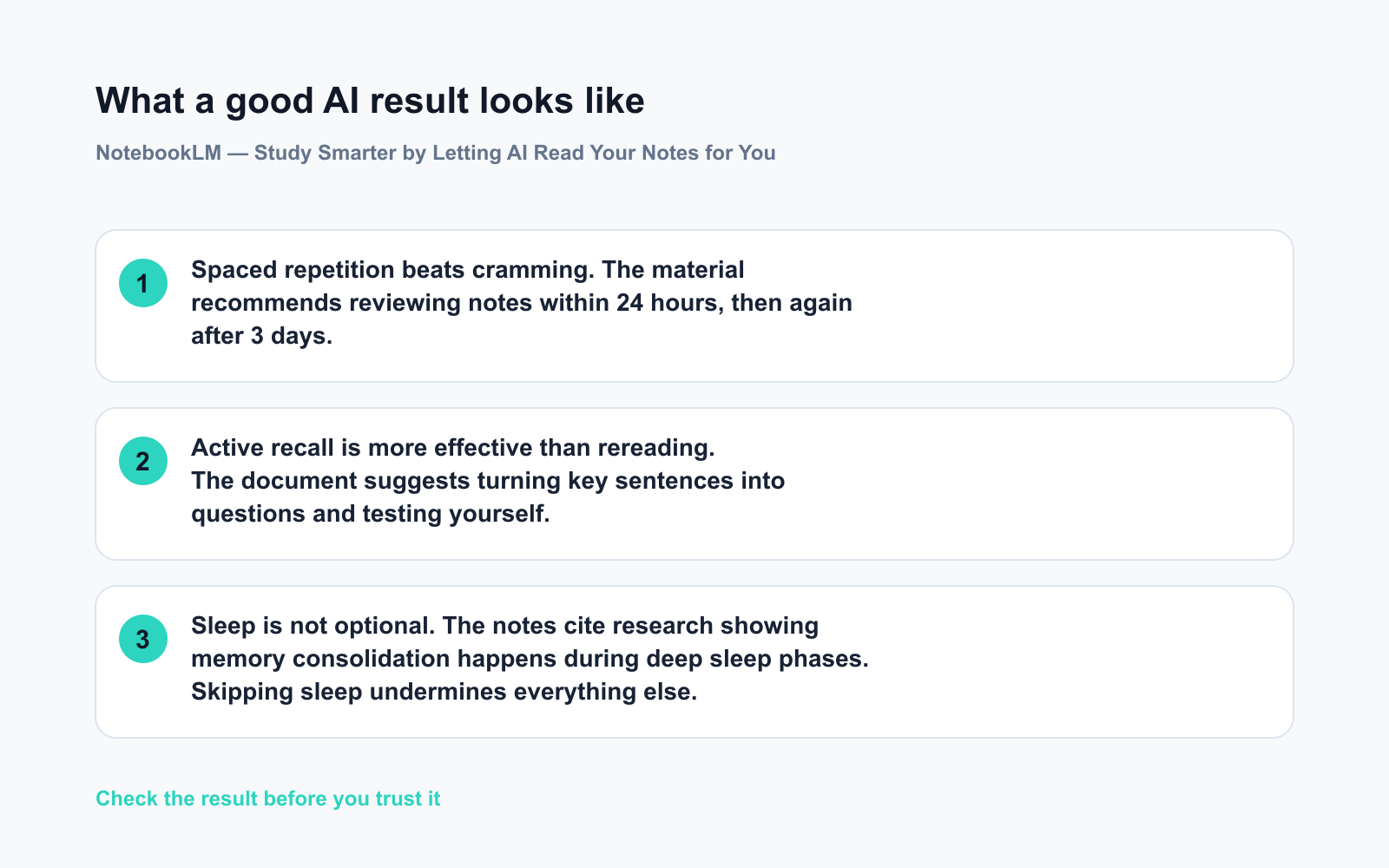 NotebookLM — Study Smarter by Letting AI Read Your Notes for You - Expected AI result visual