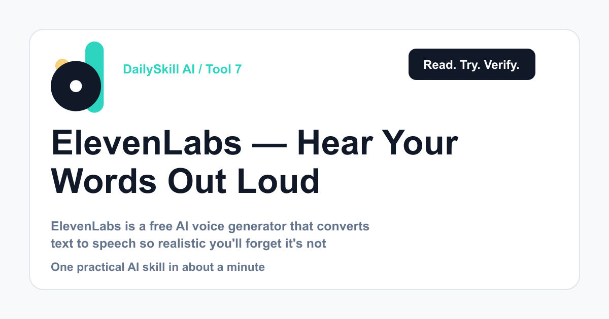 ElevenLabs — Hear Your Words Out Loud in Under 5 Minutes
