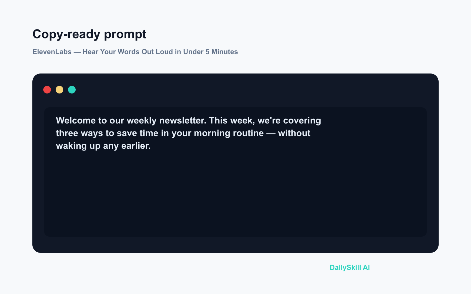 ElevenLabs — Hear Your Words Out Loud in Under 5 Minutes - Prompt input visual