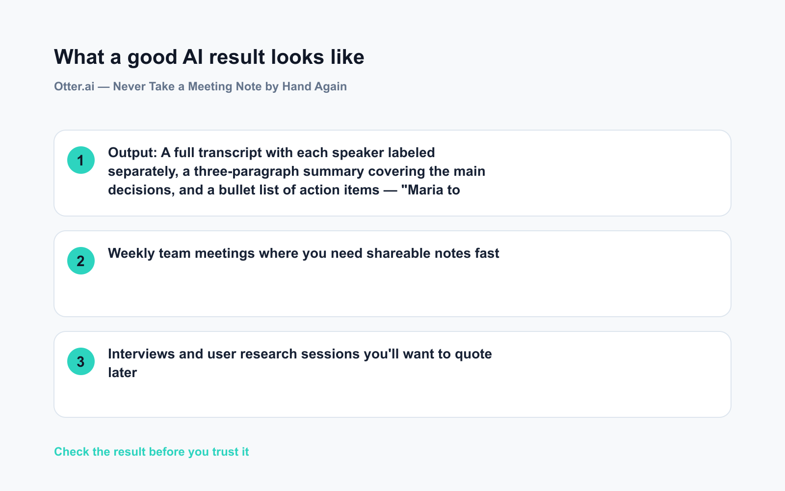 Otter.ai — Never Take a Meeting Note by Hand Again - Expected AI result visual