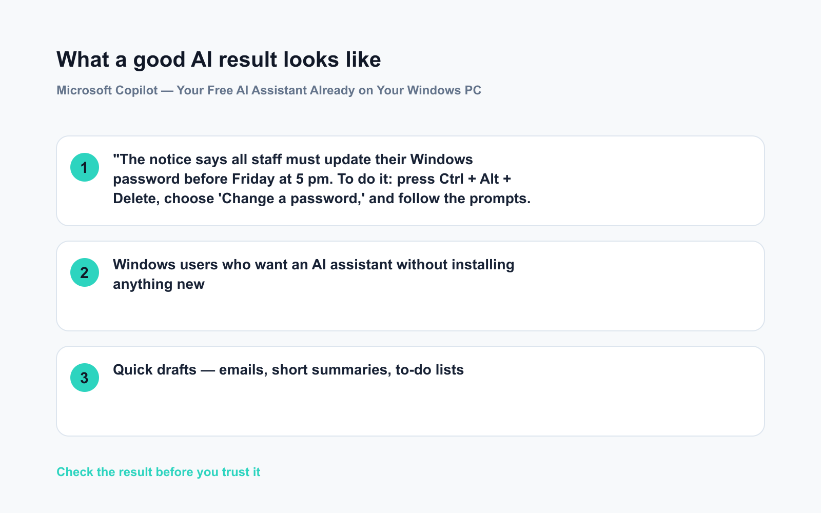 Microsoft Copilot — Your Free AI Assistant Already on Your Windows PC - Expected AI result visual
