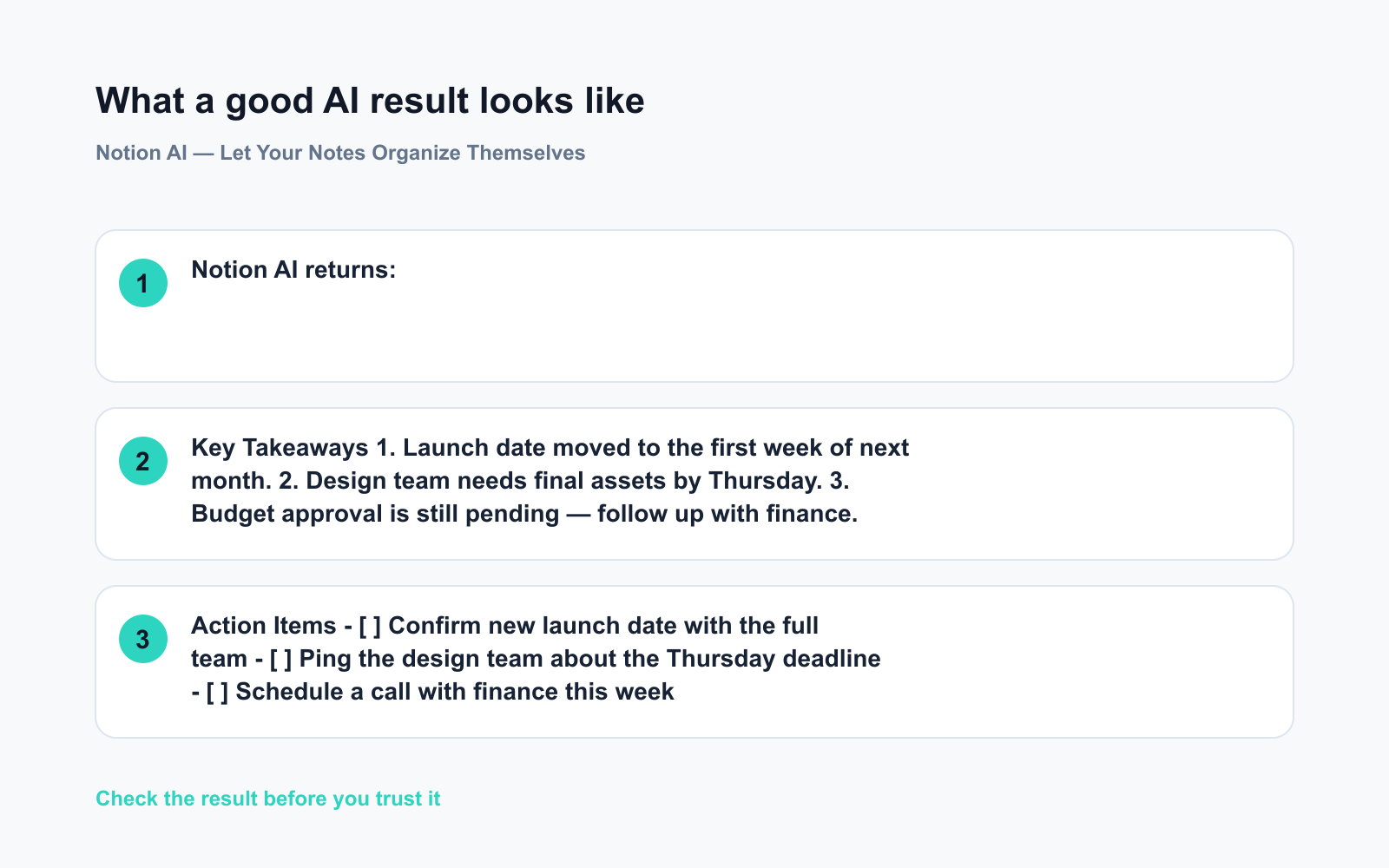 Notion AI — Let Your Notes Organize Themselves - Expected AI result visual