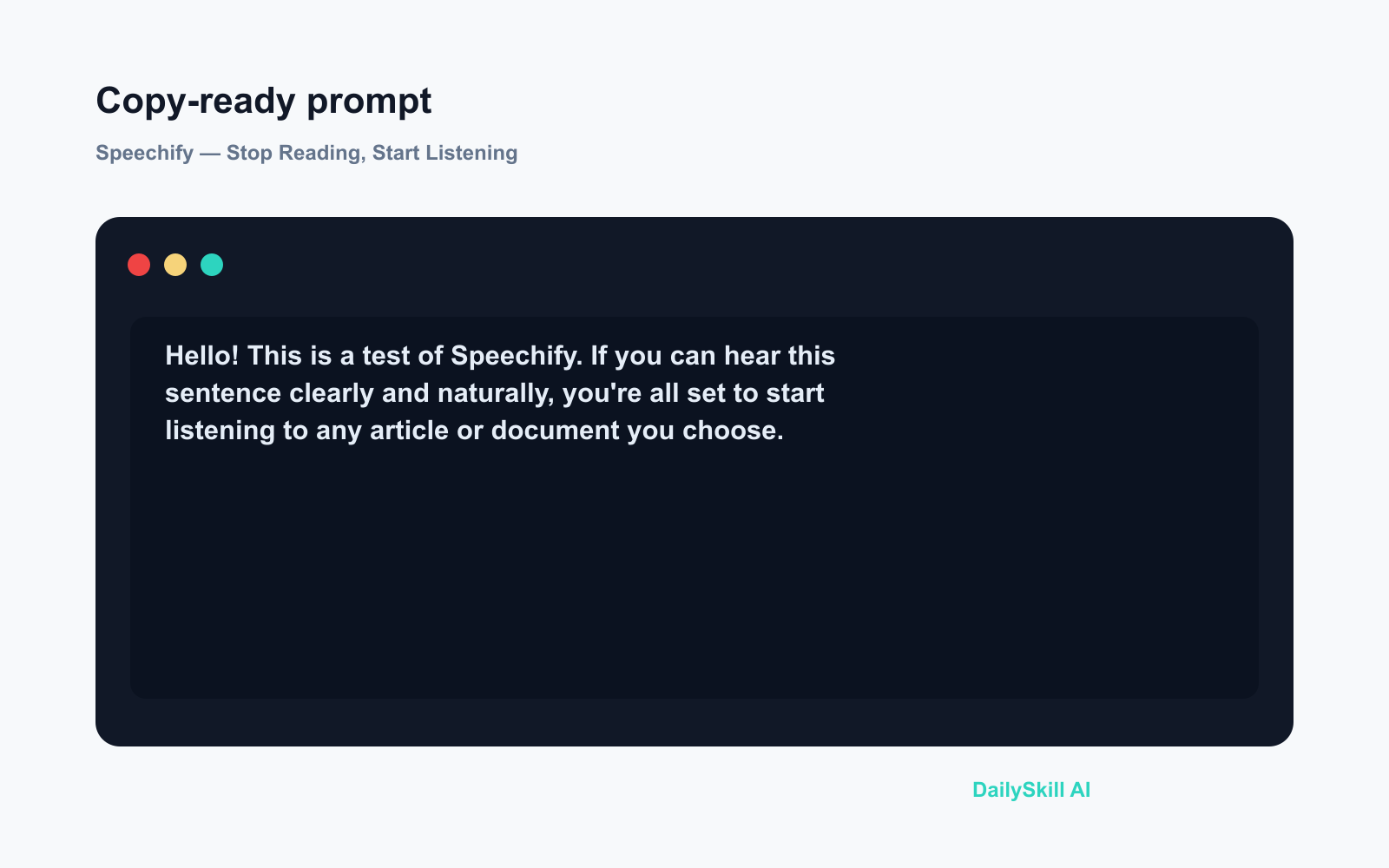 Speechify — Stop Reading, Start Listening - Prompt input visual