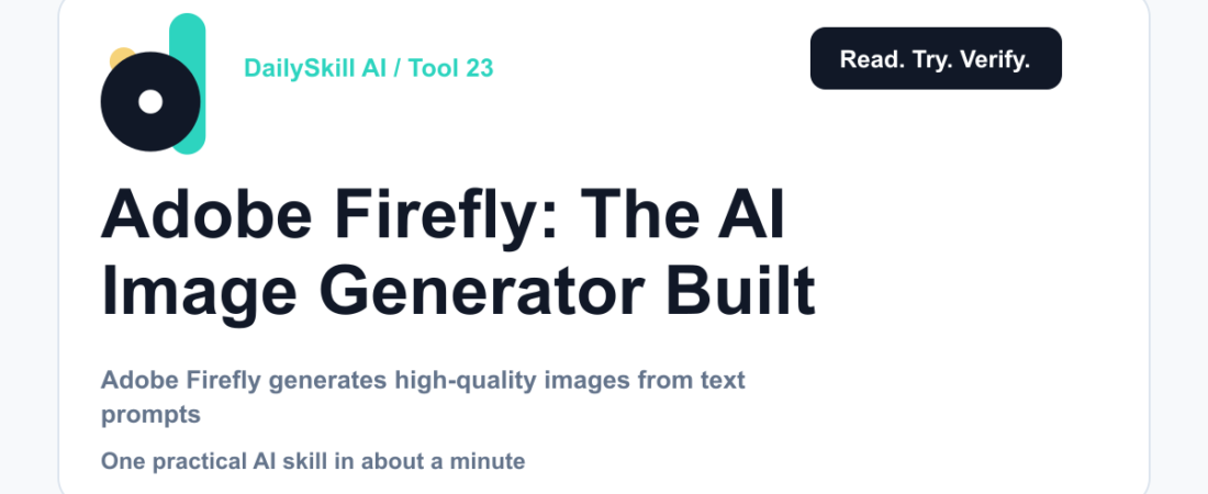 Adobe Firefly: The AI Image Generator Built for Real Work — dailyskill.ai AI tips for beginners
