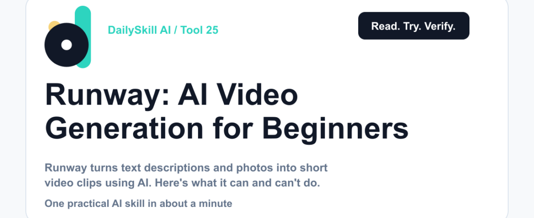 Runway: AI Video Generation for Beginners — dailyskill.ai AI tips for beginners