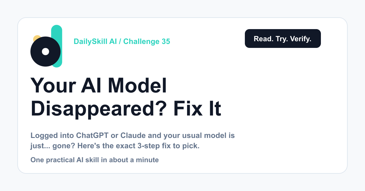 Your AI Model Disappeared? Fix It in 60 Seconds (No Panic Needed)