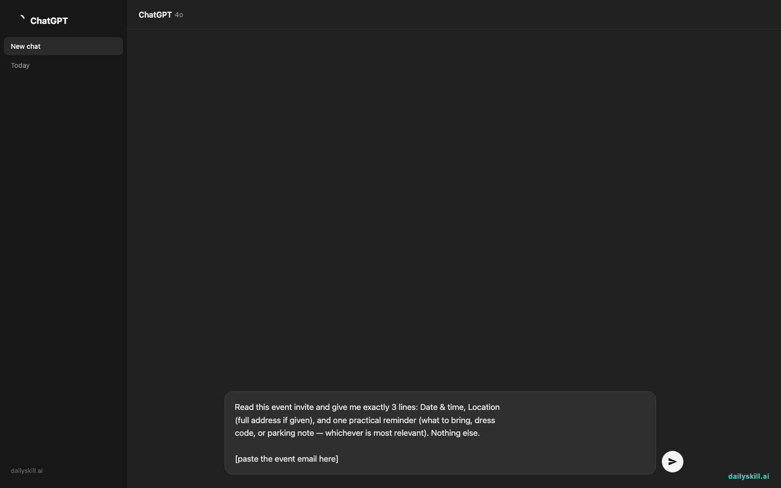 Extract Key Dates From a Long Event Invite in 60 Seconds - Prompt input visual