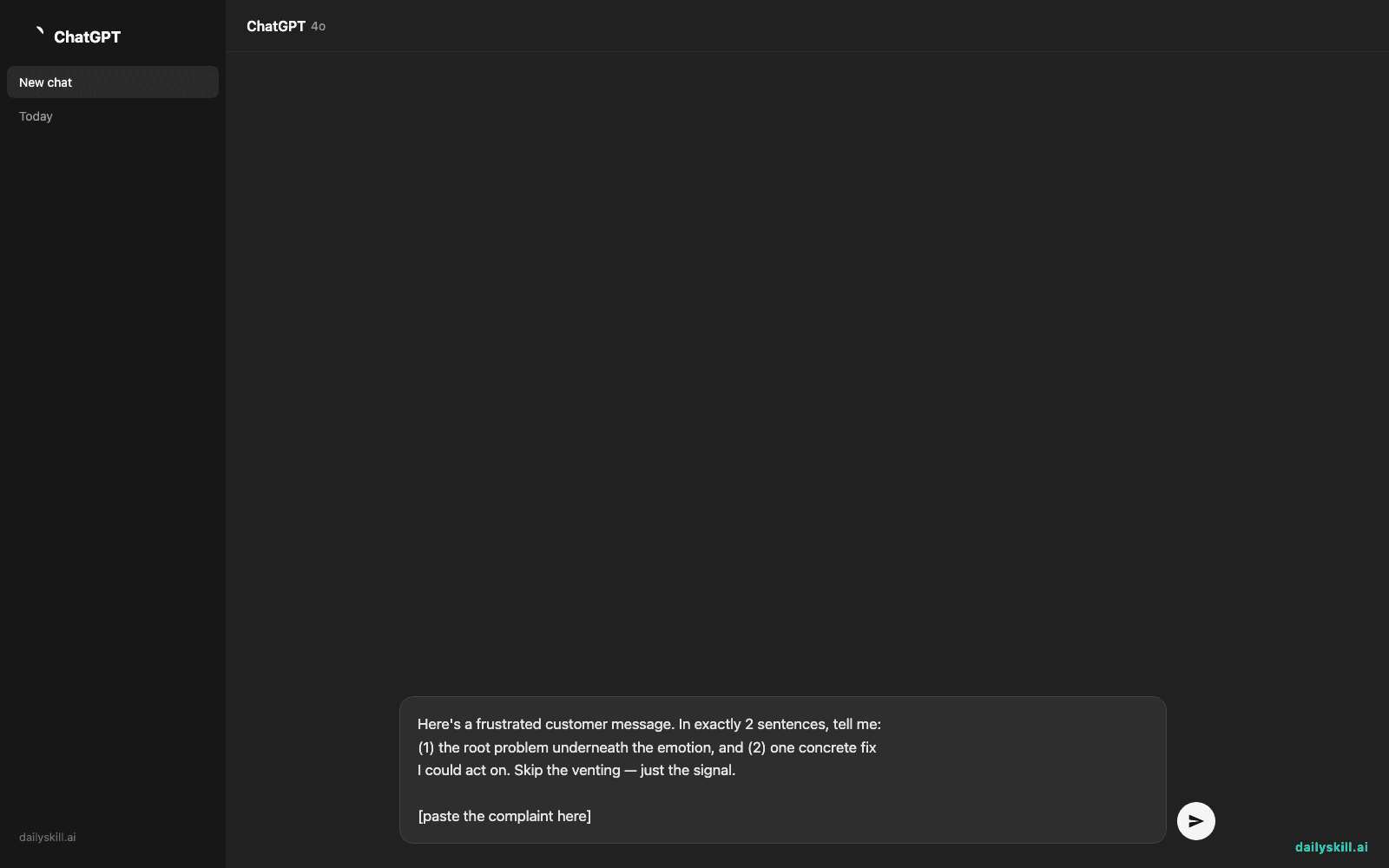 Turn a Customer Complaint Into Actionable Feedback in 60 Seconds - Prompt input visual