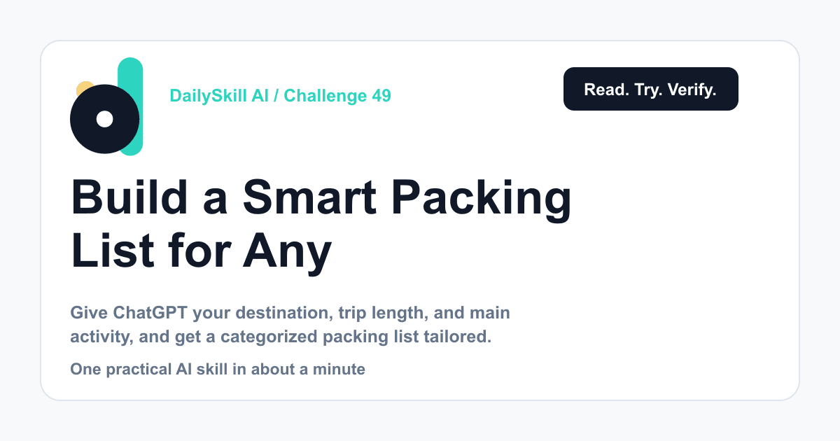 Build a Smart Packing List for Any Trip in 60 Seconds