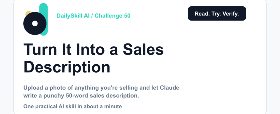 Turn a Product Photo Into a Sales Description in 60 Seconds β dailyskill.ai AI tips for beginners