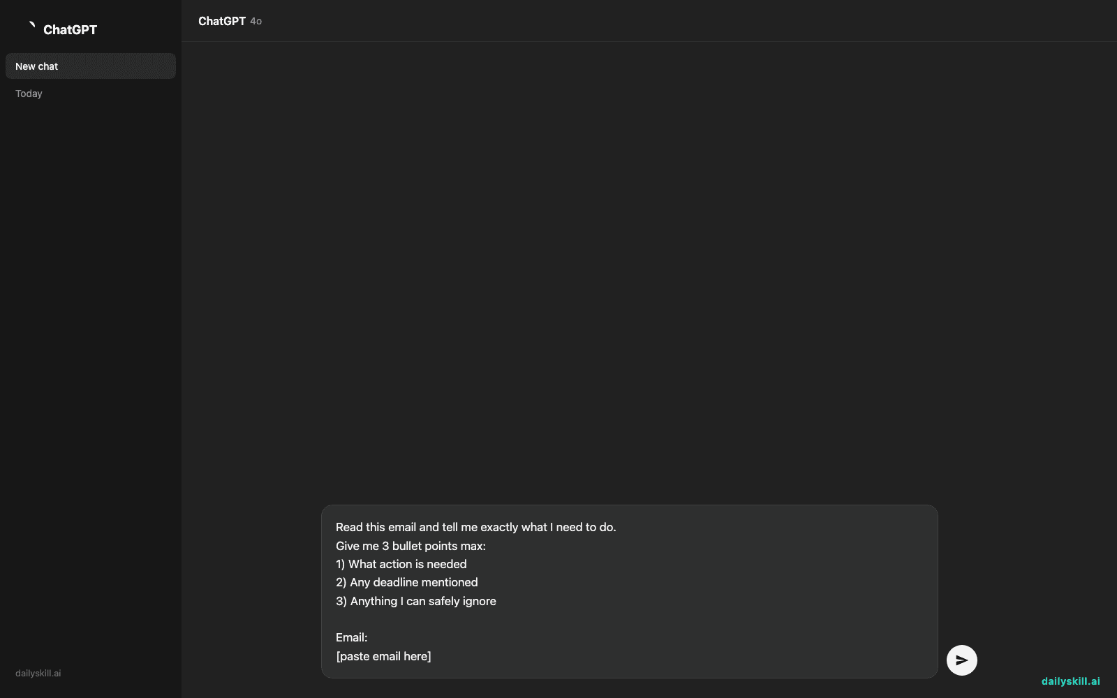 Decode Any Confusing Email Into 3 Clear Action Points β With AI - Prompt input visual