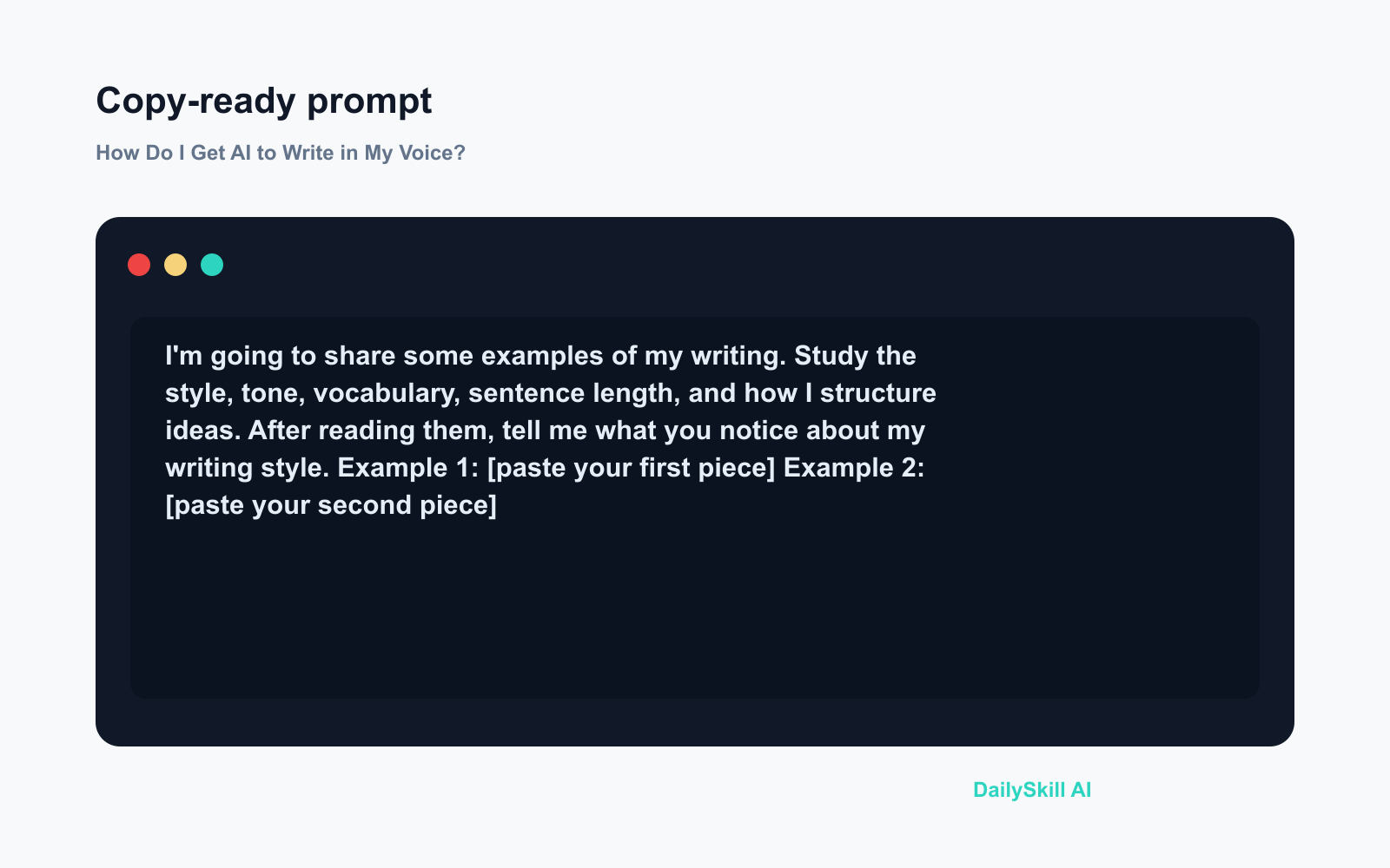 How Do I Get AI to Write in My Voice? - Prompt input visual
