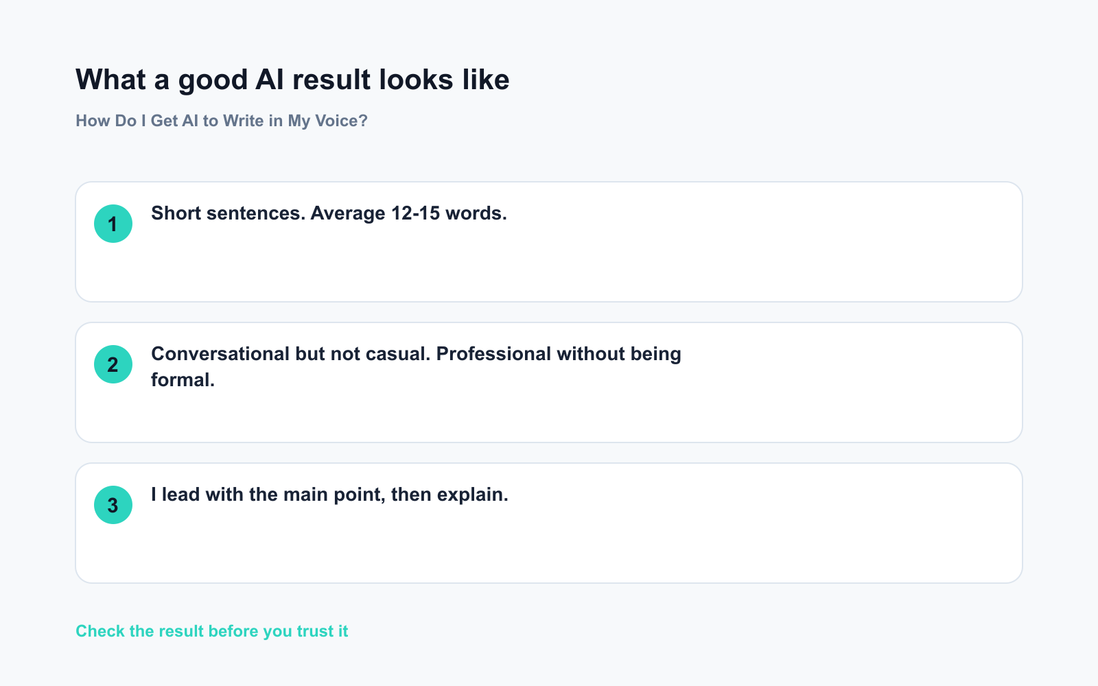 How Do I Get AI to Write in My Voice? - Expected AI result visual