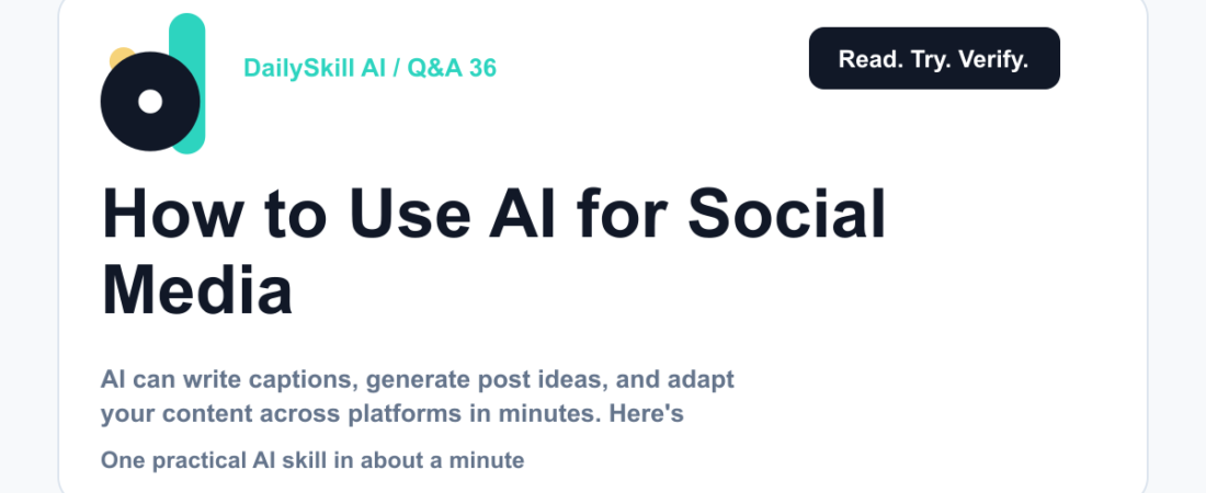 How to Use AI for Social Media — dailyskill.ai AI tips for beginners