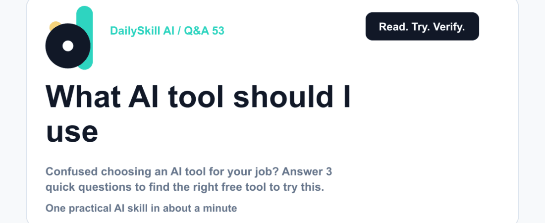 What AI tool should I use for my specific job? — dailyskill.ai AI tips for beginners