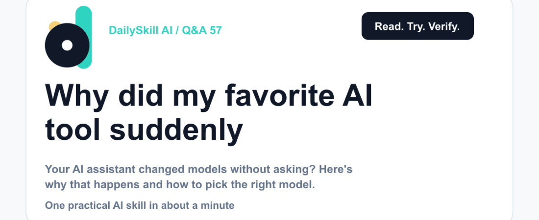 Why did my favorite AI tool suddenly switch to a different model? — dailyskill.ai AI tips for beginners