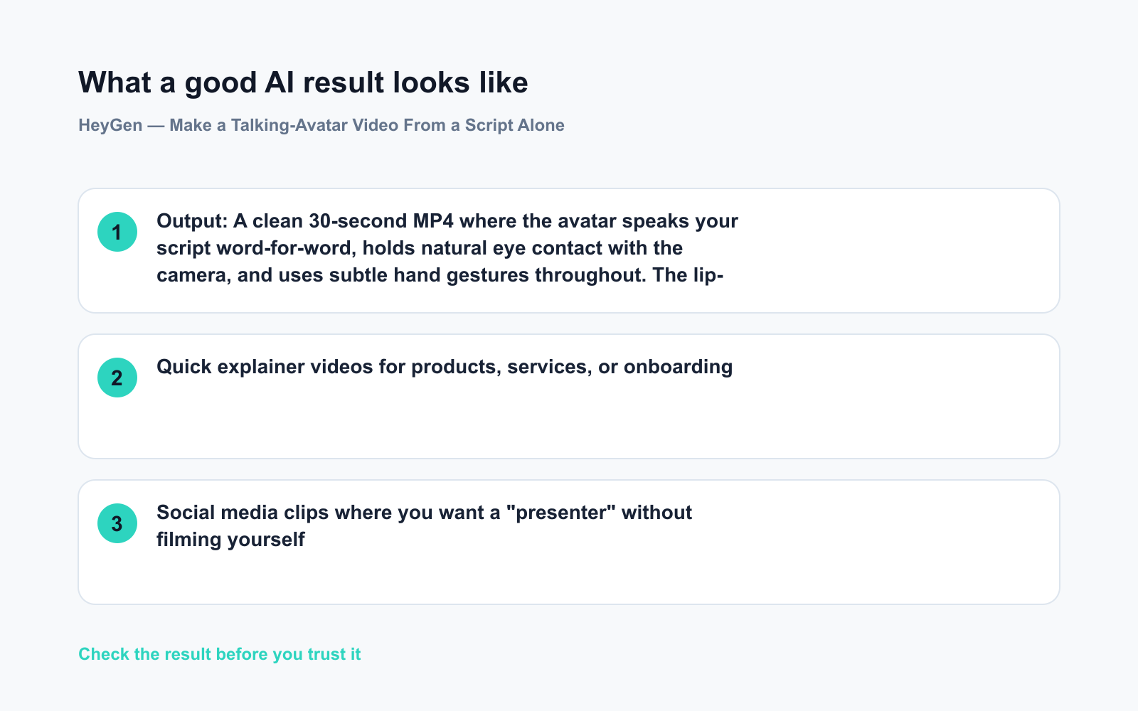 HeyGen — Make a Talking-Avatar Video From a Script Alone - Expected AI result visual