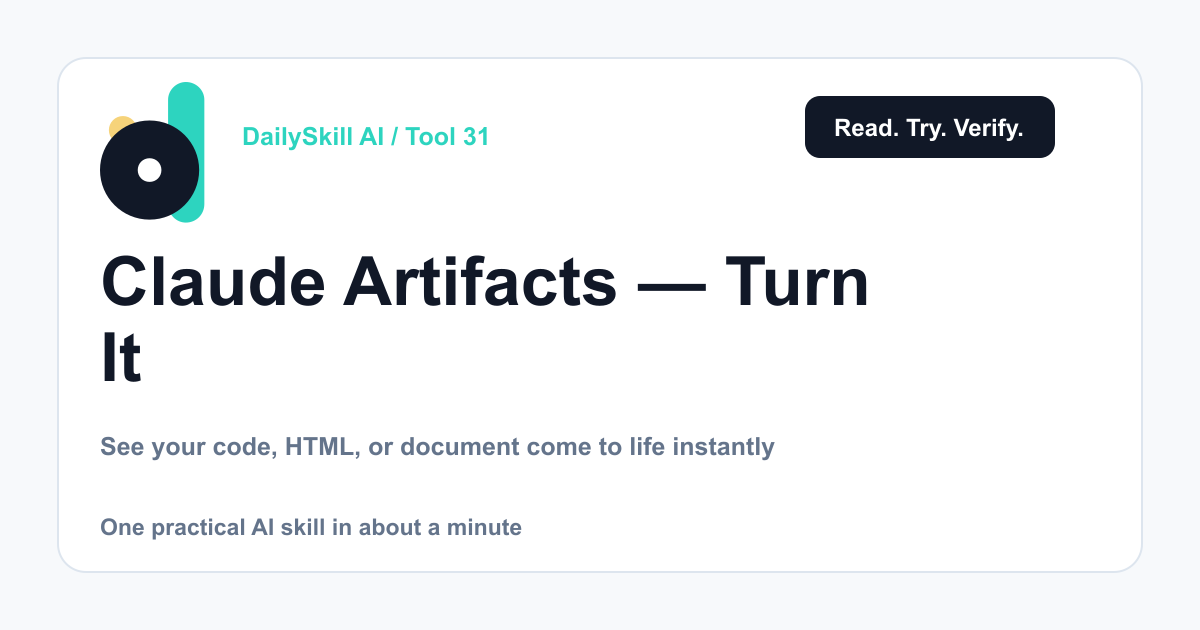 Claude Artifacts — turn a plain-English idea into a working page in minutes