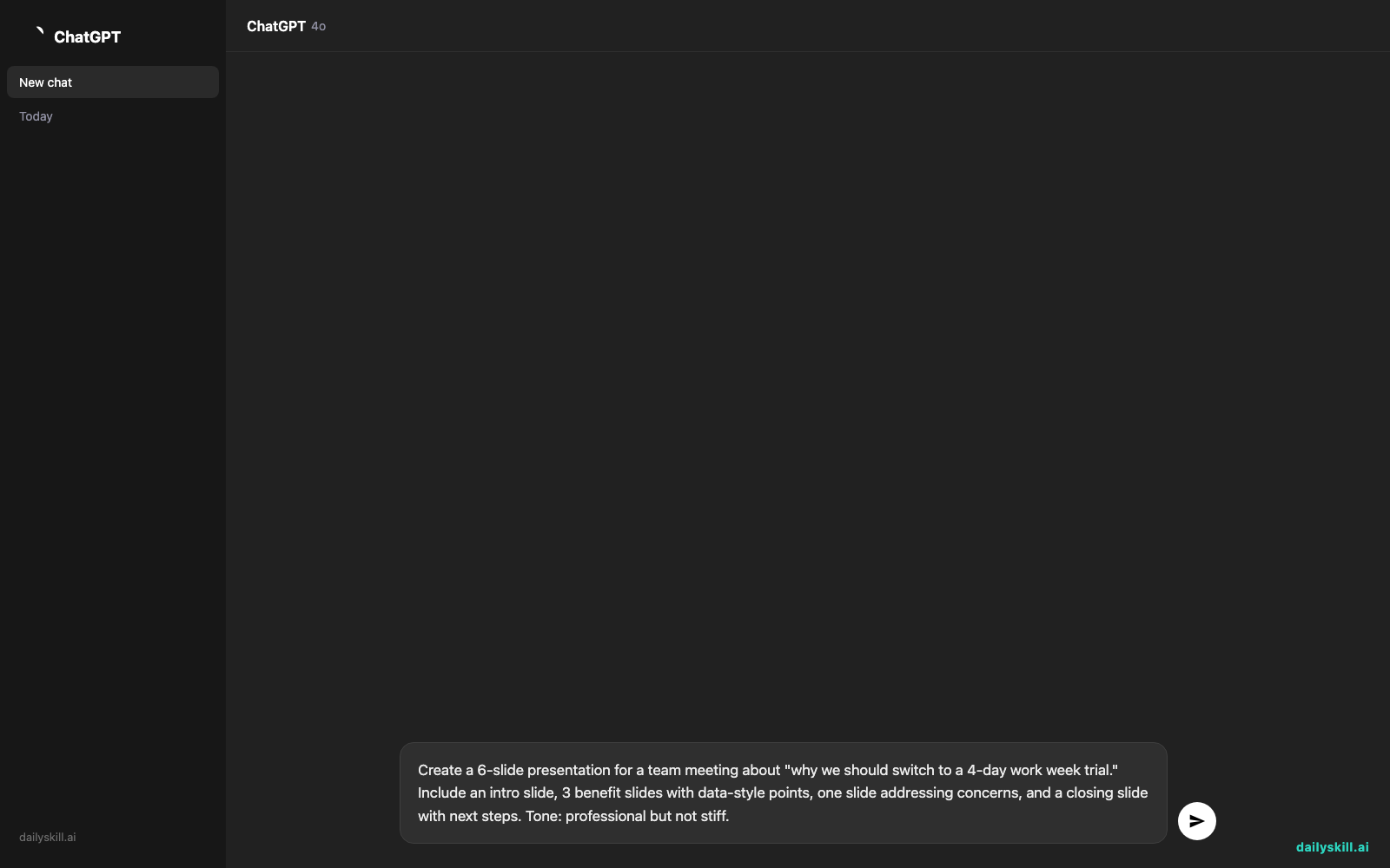 Tome — Turn a Wall of Text Into a Deck You'd Actually Present - Prompt input visual