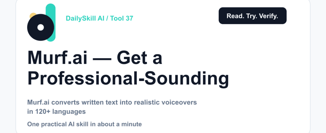 Murf.ai — Get a Professional-Sounding Voiceover Without Hiring a Voice Actor — dailyskill.ai AI tips for beginners