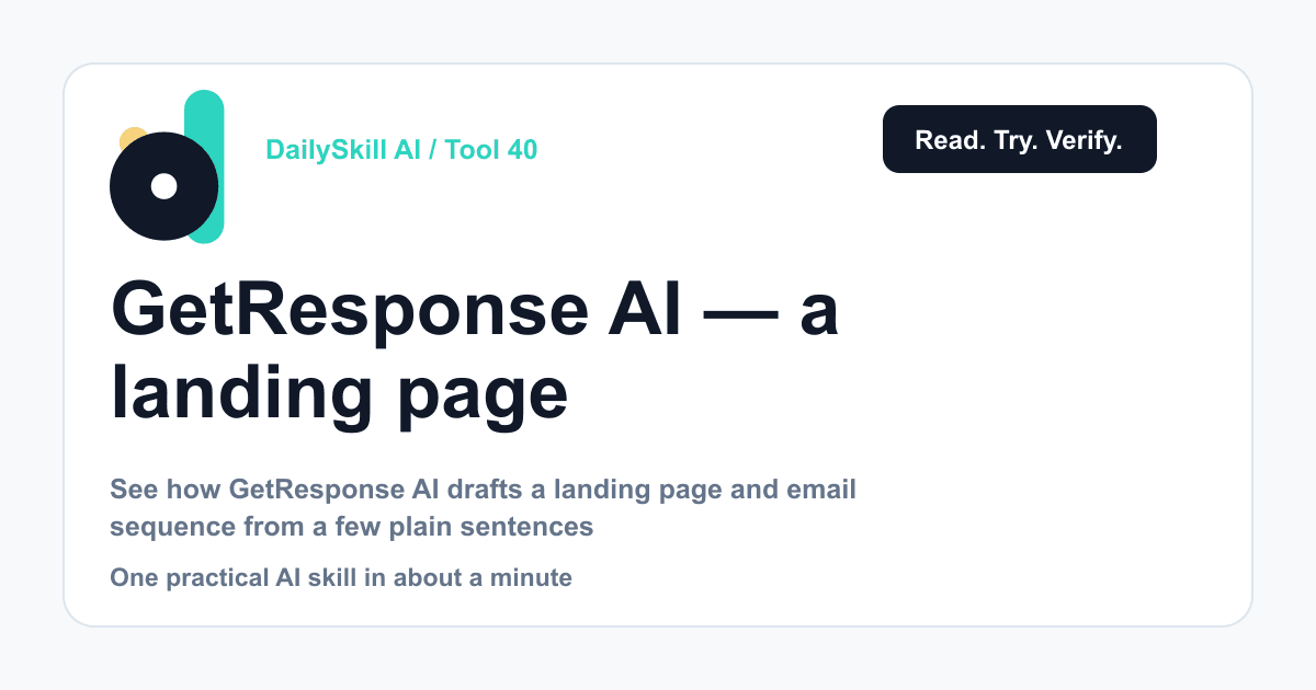 GetResponse AI — a landing page and email sequence from one paragraph