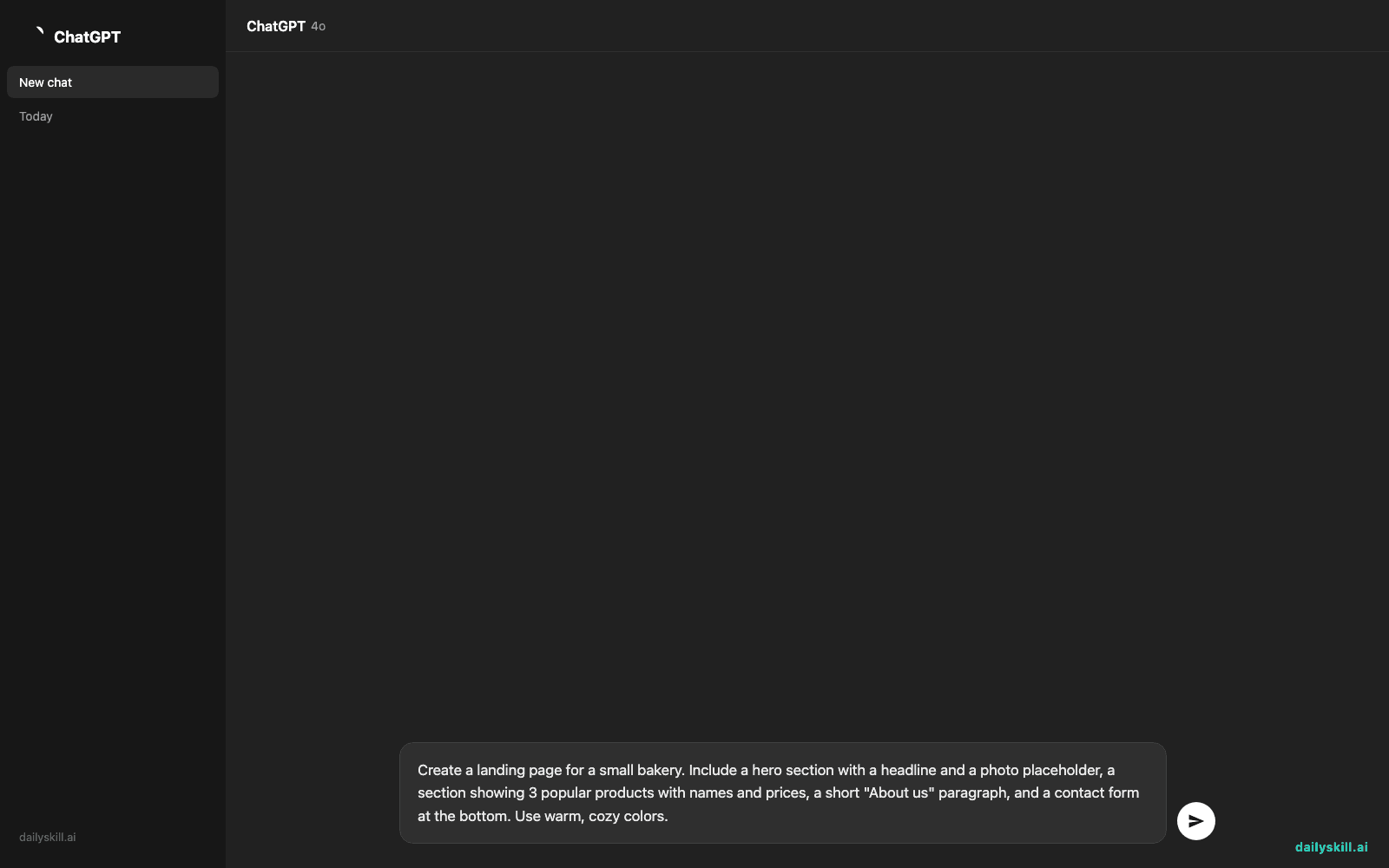v0 — Describe Your Website Idea, Get a Real Layout Back in Minutes - Prompt input visual