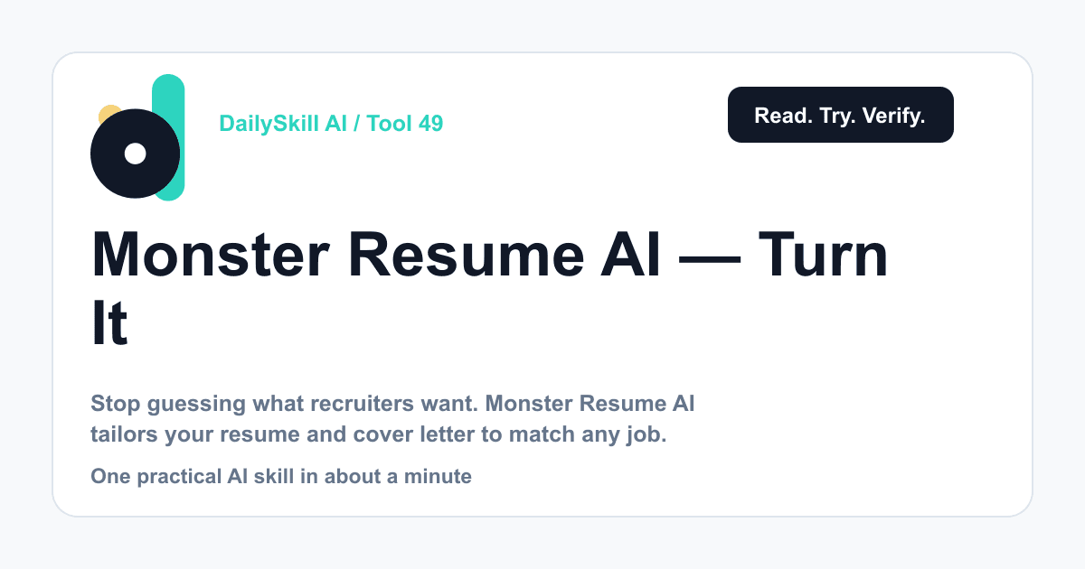 Monster Resume AI — turn one resume into a job-specific match, in 5 minutes