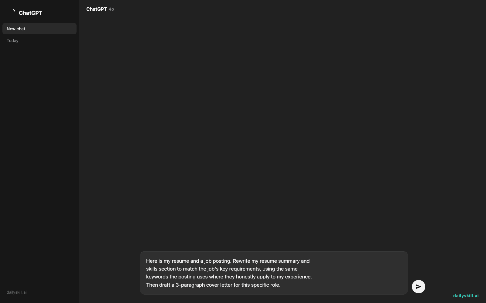 Monster Resume AI — turn one resume into a job-specific match, in 5 minutes - Prompt input visual