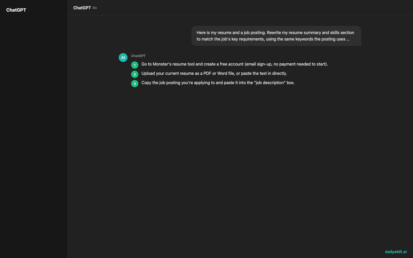 Monster Resume AI — turn one resume into a job-specific match, in 5 minutes - Expected AI result visual