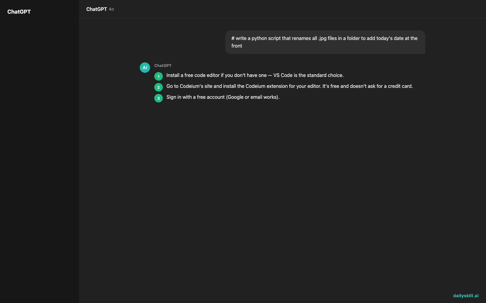 Codeium — Let AI Write Your Code While You Learn - Expected AI result visual