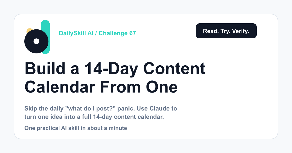 Build a 14-Day Content Calendar From One Idea