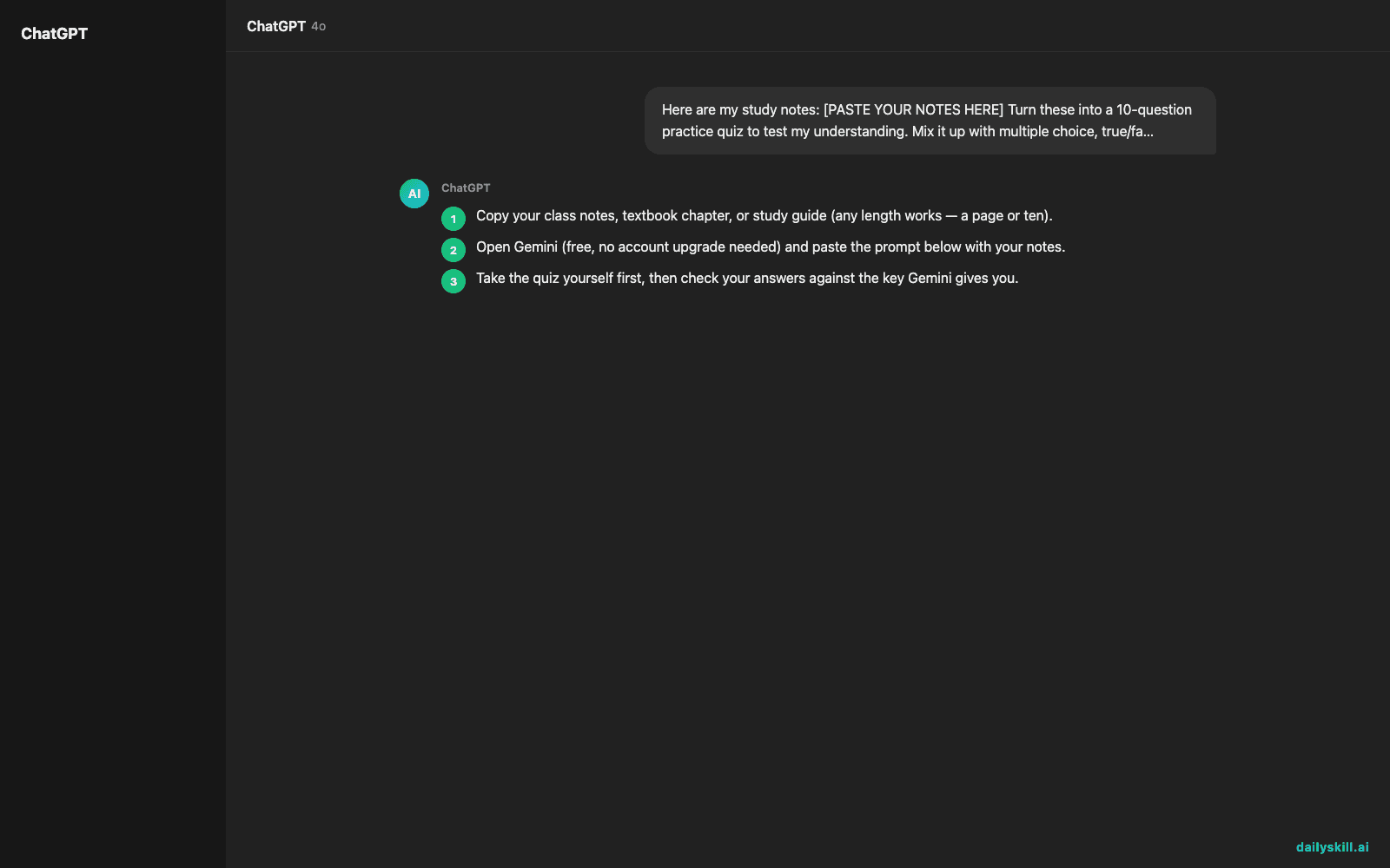 Turn Your Notes Into a Self-Grading Practice Quiz β Expected AI result visual