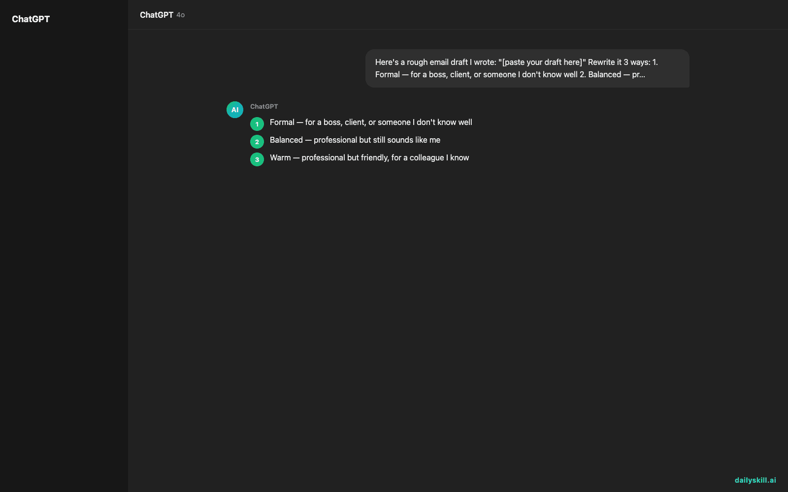Rewrite Any Email to Sound More Professional — in 60 Seconds — Expected AI result visual