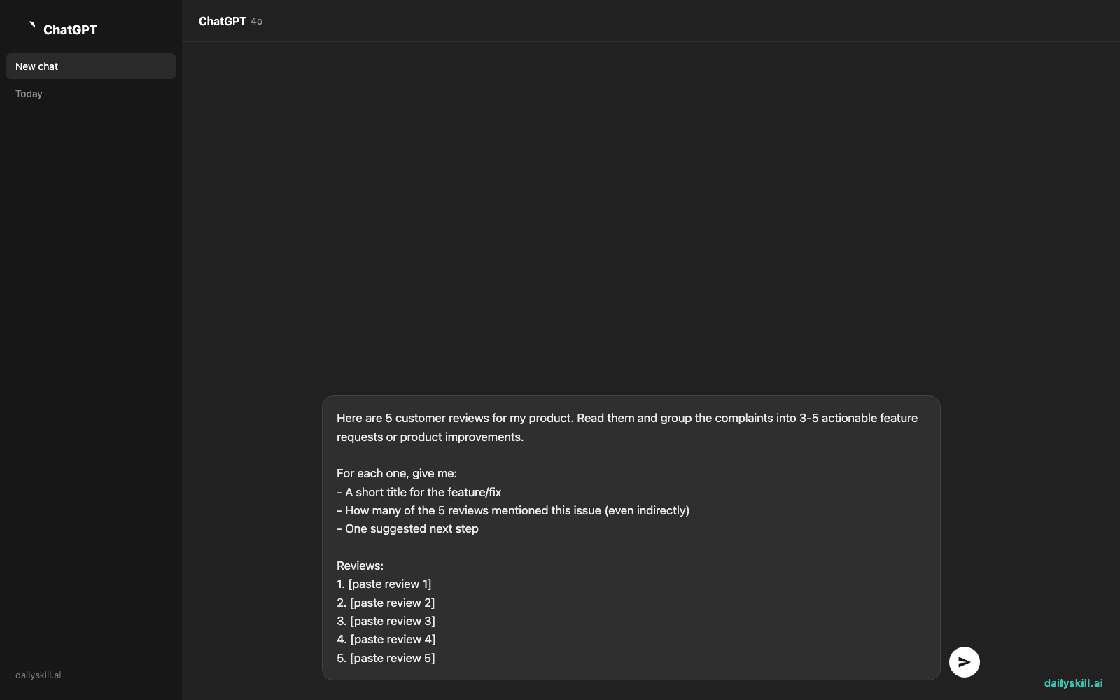 Find the product ideas hiding in your customer reviews — Prompt input visual