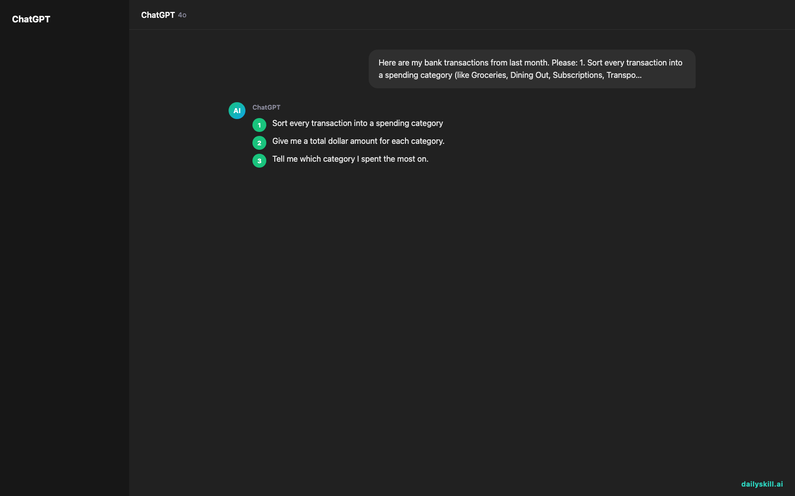 Turn Your Bank Statement Into a Spending Breakdown in 60 Seconds — Expected AI result visual
