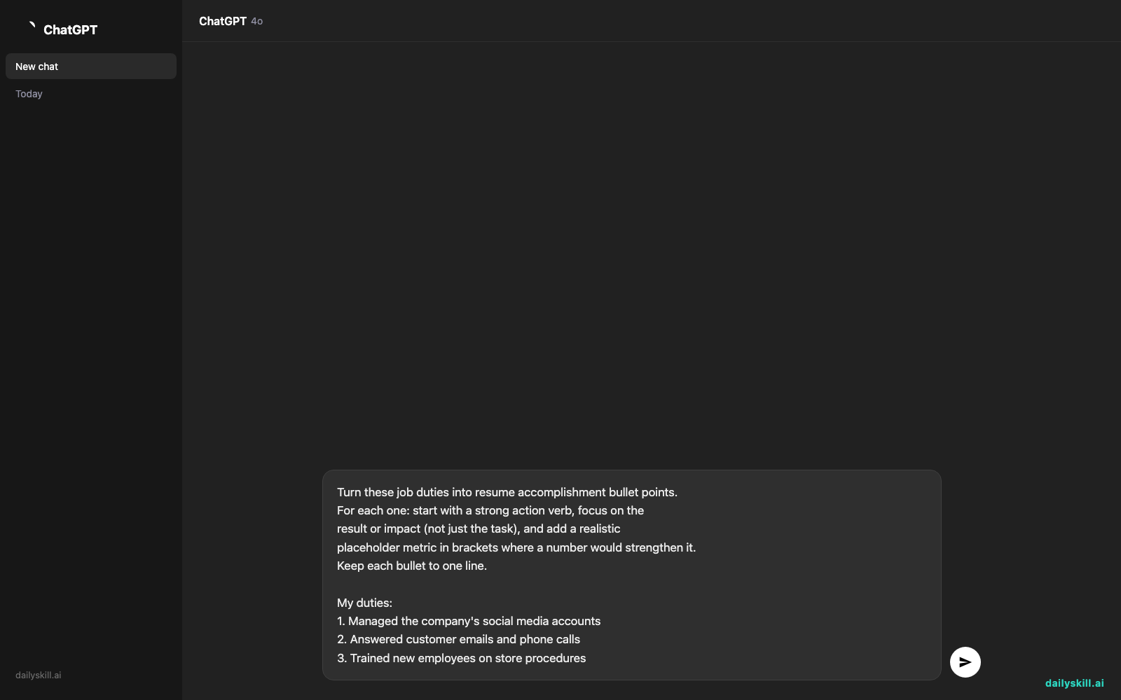 Rewrite Your Resume Duties as Achievements That Actually Get Noticed — Prompt input visual