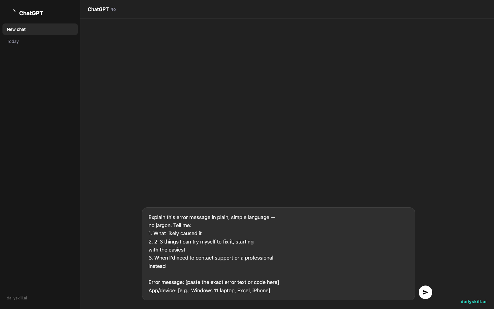 Turn confusing error messages into plain English (and a fix) — Prompt input visual