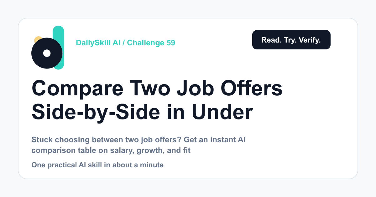 Compare Two Job Offers Side-by-Side in Under a Minute