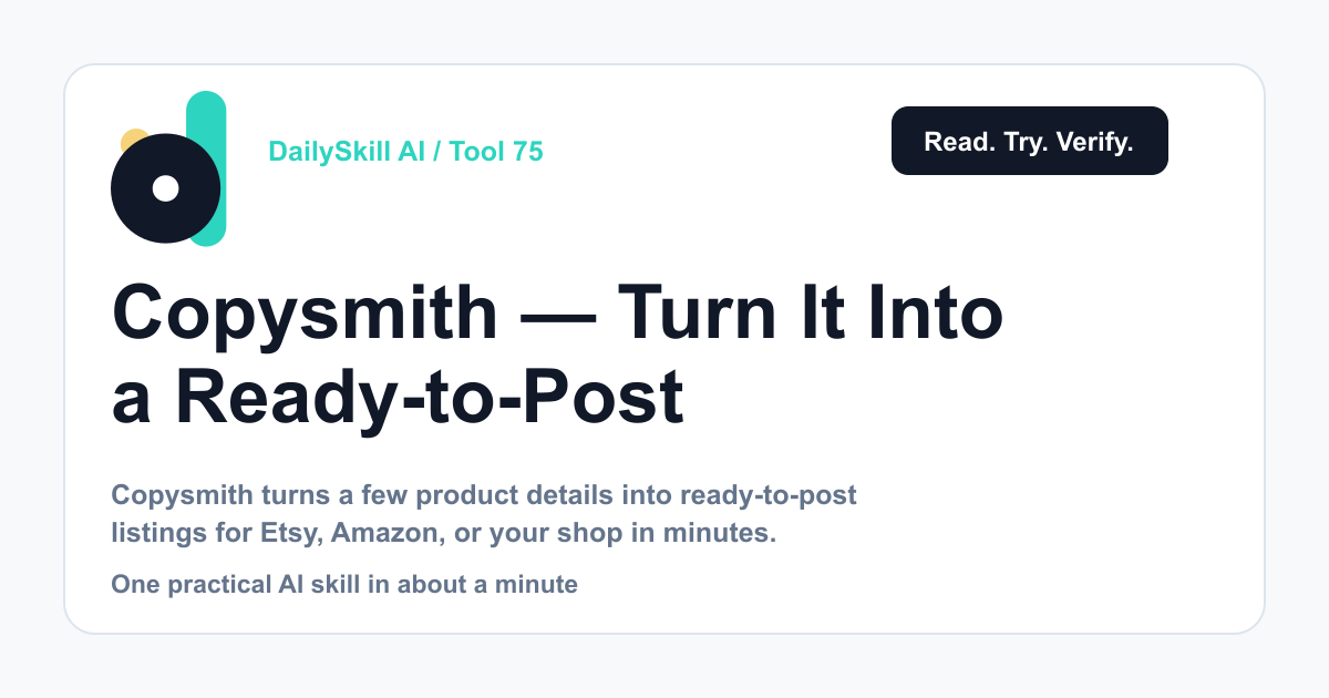 Copysmith — Turn One Product Into a Ready-to-Post Listing in Minutes