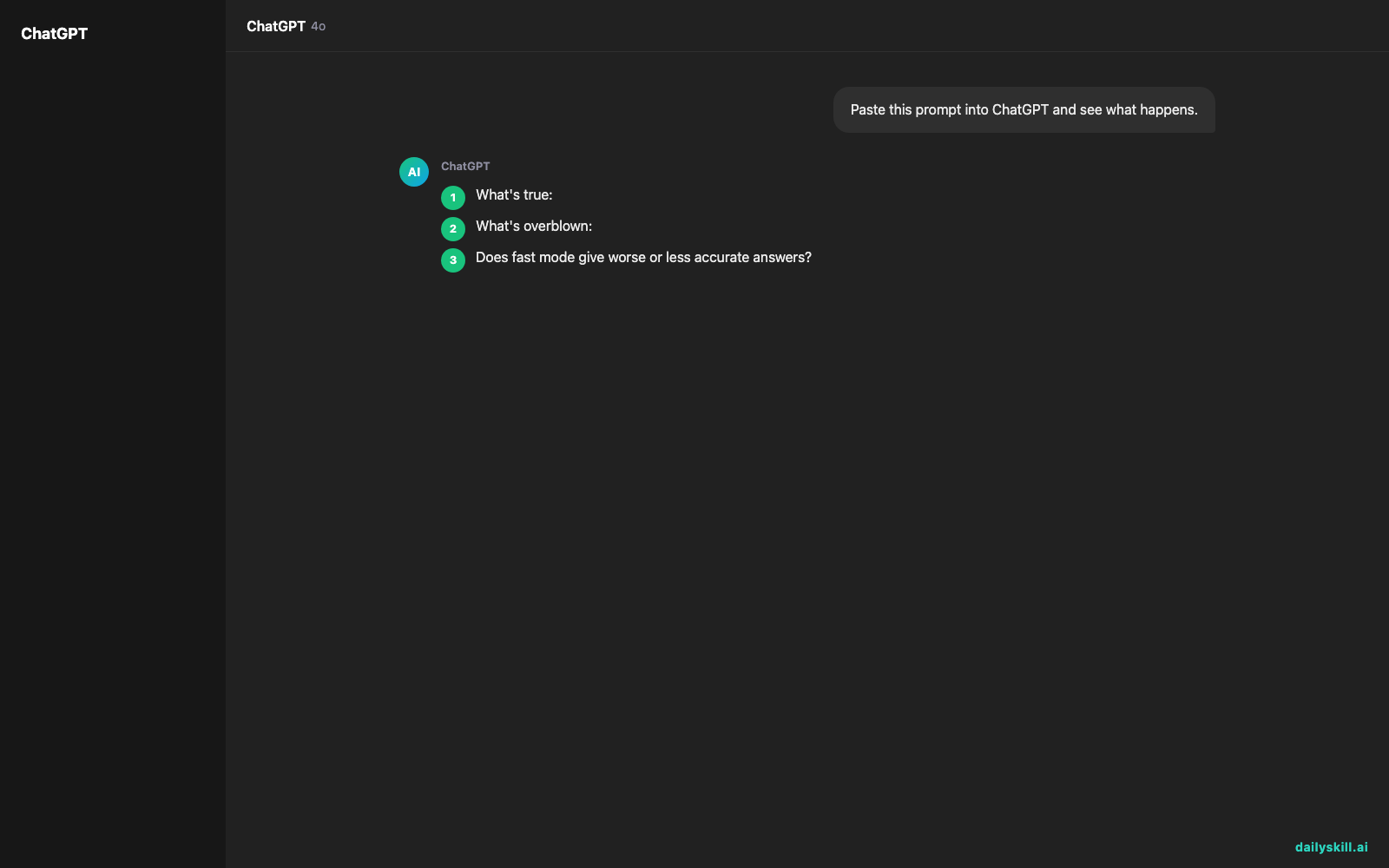 How do I speed up AI responses when I'm in a hurry? — Expected AI result visual