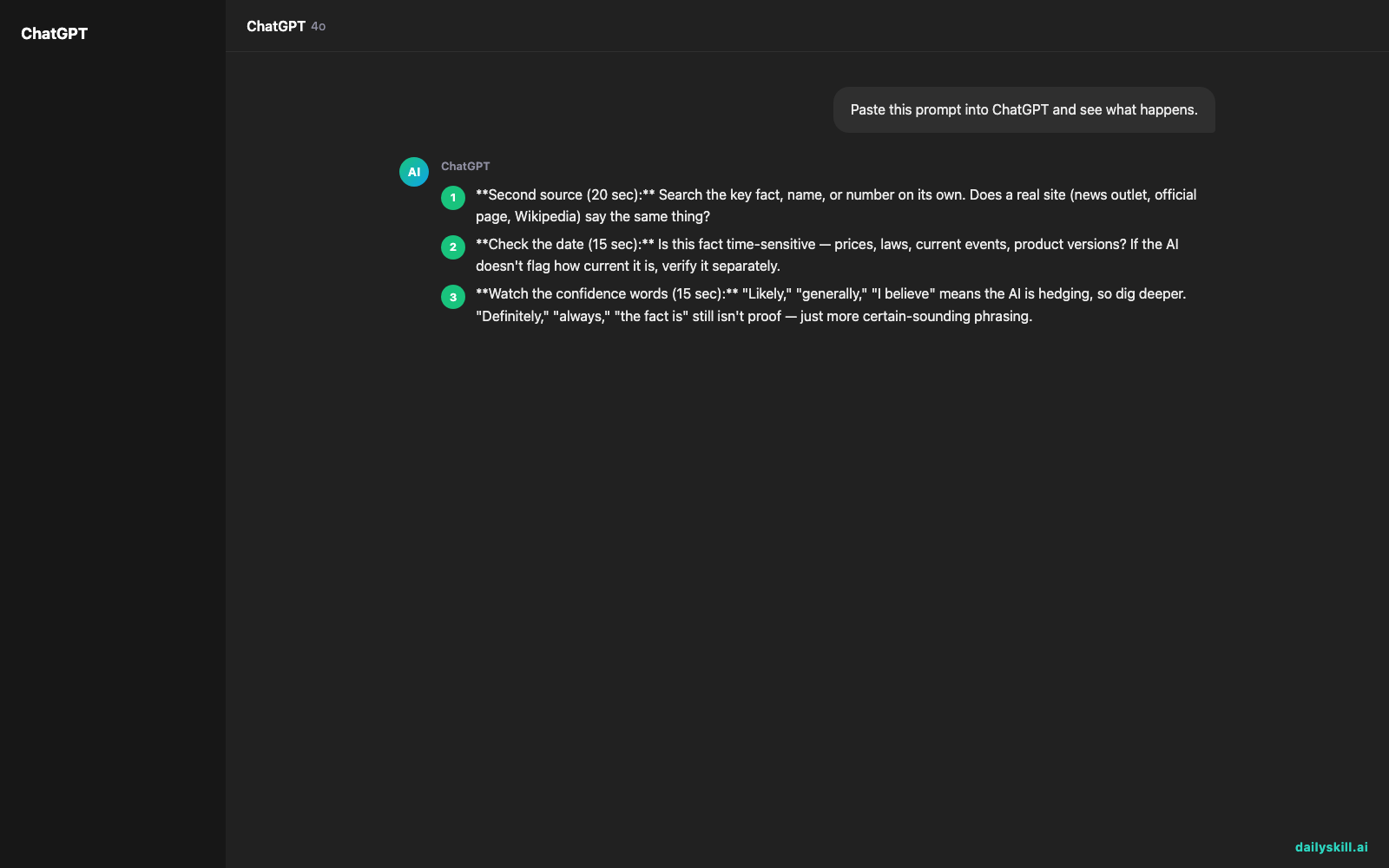 How do I know if an AI answer is actually true? — Expected AI result visual