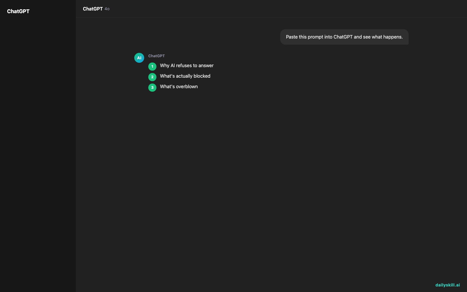 What does it mean when AI says it cannot answer? — Expected AI result visual