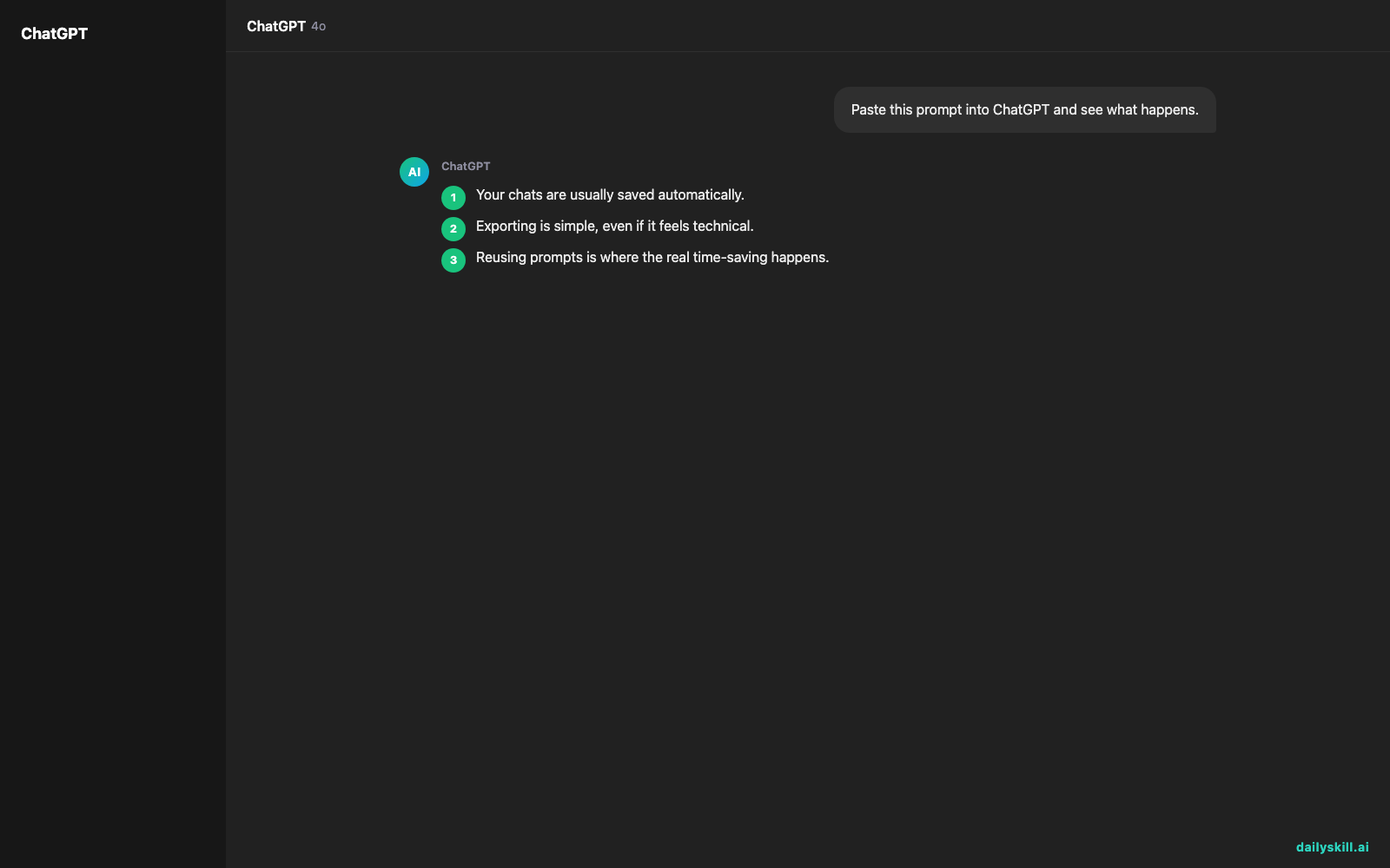 How do I save and reuse AI conversations? — Expected AI result visual