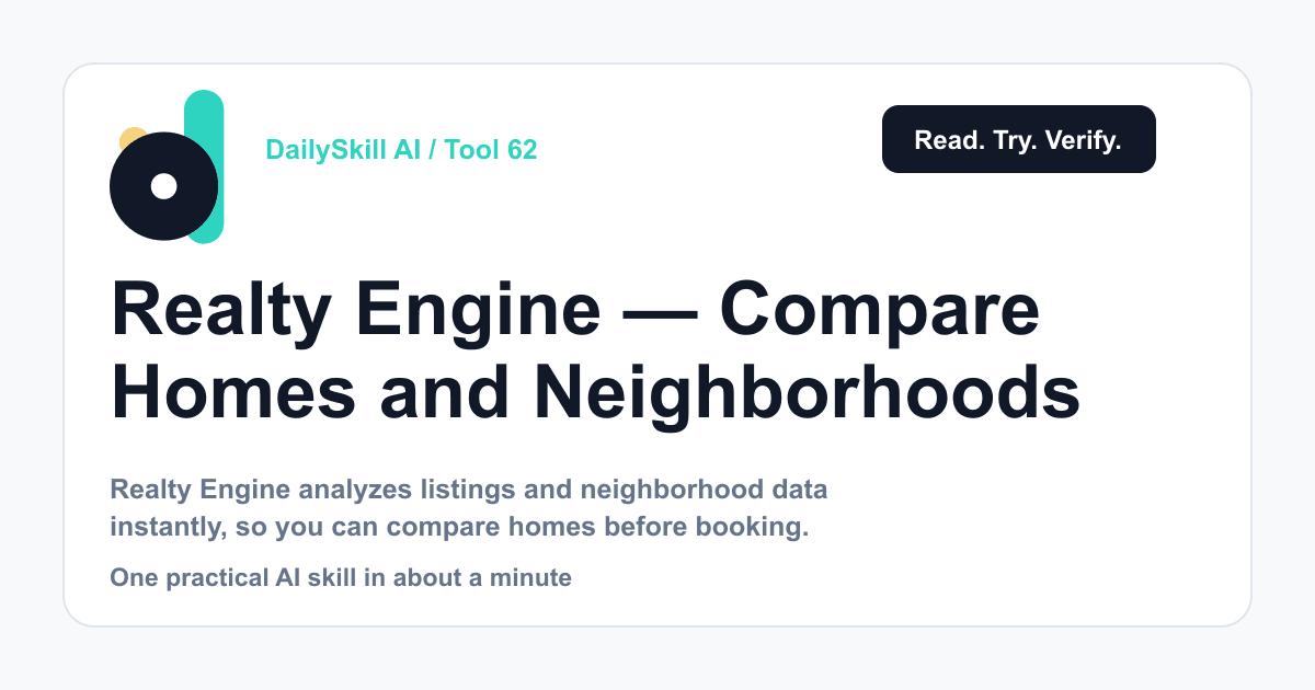 Realty Engine — Compare Homes and Neighborhoods Before You Book a Viewing