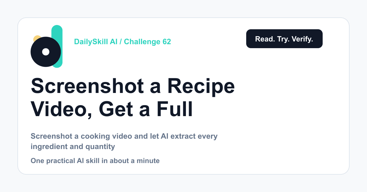 Screenshot a Recipe Video, Get a Full Shopping List