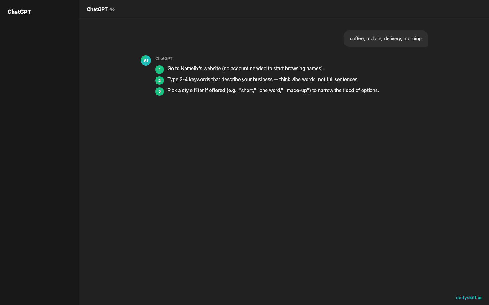 Namelix — Get a Business Name You Actually Like, Fast — Expected AI result visual